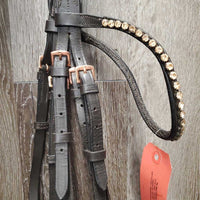 Monocrown Rsd/Padded Bridle, Flash, Bling Brow, Cotton Web Reins *vgc/gc, dirt, edge scrapes, scratches, stiff, rubs, creases

