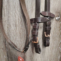 Monocrown Rsd/Padded Bridle, Flash, Bling Brow, Cotton Web Reins *vgc/gc, dirt, edge scrapes, scratches, stiff, rubs, creases
