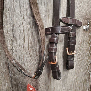 Monocrown Rsd/Padded Bridle, Flash, Bling Brow, Cotton Web Reins *vgc/gc, dirt, edge scrapes, scratches, stiff, rubs, creases