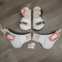 Open Front & Hind Boots, Foam Liners, velcro *fair, dirty, hairy, stains, rubs, scrapes, dingy, older, sm lining holes
