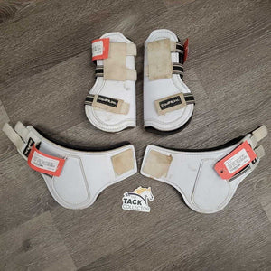 Open Front & Hind Boots, Foam Liners, velcro *fair, dirty, hairy, stains, rubs, scrapes, dingy, older, sm lining holes