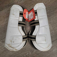 Open Front & Hind Boots, Foam Liners, velcro *fair, dirty, hairy, stains, rubs, scrapes, dingy, older, sm lining holes
