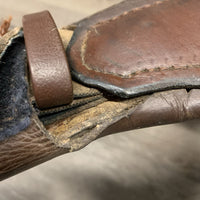 Padded Small Belly Dressage Girth, 2x els, D Ring, center Strap *fair, clean, dry, cracked edges & lining, stains, faded, stiff, hairy seams, curled keeper edges, scrapes, weak velcro, threads