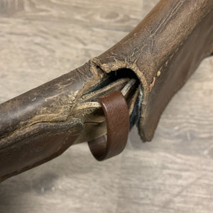 Padded Small Belly Dressage Girth, 2x els, D Ring, center Strap *fair, clean, dry, cracked edges & lining, stains, faded, stiff, hairy seams, curled keeper edges, scrapes, weak velcro, threads