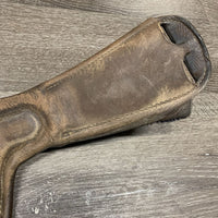 Padded Small Belly Dressage Girth, 2x els, D Ring, center Strap *fair, clean, dry, cracked edges & lining, stains, faded, stiff, hairy seams, curled keeper edges, scrapes, weak velcro, threads