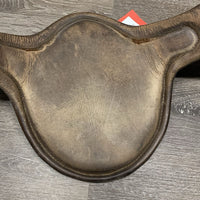 Padded Small Belly Dressage Girth, 2x els, D Ring, center Strap *fair, clean, dry, cracked edges & lining, stains, faded, stiff, hairy seams, curled keeper edges, scrapes, weak velcro, threads