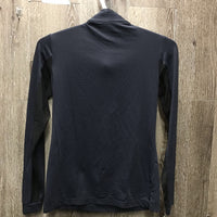 LS Sun Shirt, mesh sleeves, 1/2 Zip Up "K&S Elite Sport Horses" *gc, mnr snags, faded, puckers
