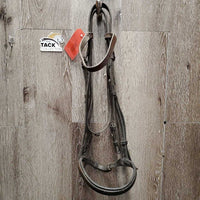 Flat & Rsd Leather Bridle *fair/gc, mismatched, dirty, dents, loose & tight keeprs, bent browband, creases, dry
