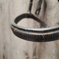 Flat & Rsd Leather Bridle *fair/gc, mismatched, dirty, dents, loose & tight keeprs, bent browband, creases, dry
