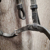 Flat & Rsd Leather Bridle *fair/gc, mismatched, dirty, dents, loose & tight keeprs, bent browband, creases, dry
