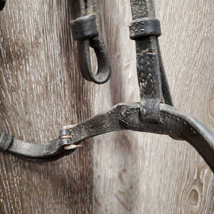 Flat & Rsd Leather Bridle *fair/gc, mismatched, dirty, dents, loose & tight keeprs, bent browband, creases, dry