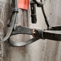 Flat & Rsd Leather Bridle *fair/gc, mismatched, dirty, dents, loose & tight keeprs, bent browband, creases, dry
