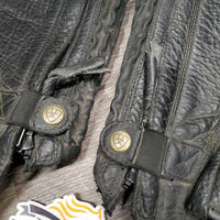 V.Hvy Leather Half Chaps *gc, stiff/sticky zippers, rubs, dirty, scraped edges, lining stain