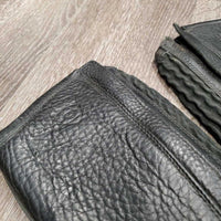 V.Hvy Leather Half Chaps *gc, stiff/sticky zippers, rubs, dirty, scraped edges, lining stain