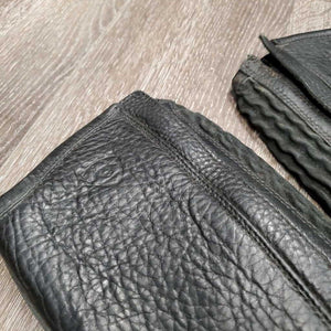 V.Hvy Leather Half Chaps *gc, stiff/sticky zippers, rubs, dirty, scraped edges, lining stain