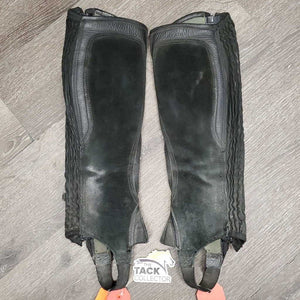 V.Hvy Leather Half Chaps *gc, stiff/sticky zippers, rubs, dirty, scraped edges, lining stain