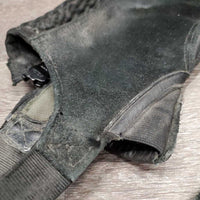 V.Hvy Leather Half Chaps *gc, stiff/sticky zippers, rubs, dirty, scraped edges, lining stain
