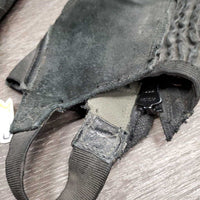 V.Hvy Leather Half Chaps *gc, stiff/sticky zippers, rubs, dirty, scraped edges, lining stain
