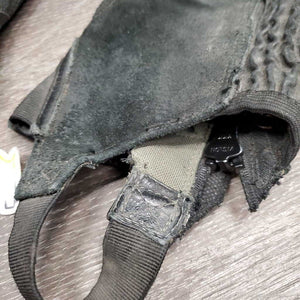 V.Hvy Leather Half Chaps *gc, stiff/sticky zippers, rubs, dirty, scraped edges, lining stain