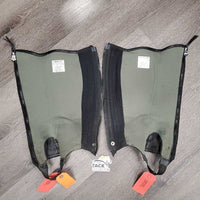 V.Hvy Leather Half Chaps *gc, stiff/sticky zippers, rubs, dirty, scraped edges, lining stain
