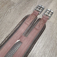 Neoprene & Nylon Web Girth, 2x els, Center D Ring *fair/gc, clean & dirty, faded, residue, holey edges, frayed elastic, hairy seams
