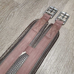 Neoprene & Nylon Web Girth, 2x els, Center D Ring *fair/gc, clean & dirty, faded, residue, holey edges, frayed elastic, hairy seams