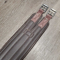 Neoprene & Nylon Web Girth, 2x els, Center D Ring *fair/gc, clean & dirty, faded, residue, holey edges, frayed elastic, hairy seams
