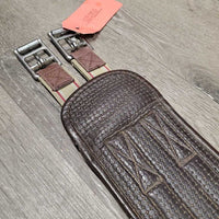 Neoprene & Nylon Web Girth, 2x els, Center D Ring *fair/gc, clean & dirty, faded, residue, holey edges, frayed elastic, hairy seams
