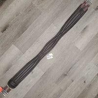 Neoprene & Nylon Web Girth, 2x els, Center D Ring *fair/gc, clean & dirty, faded, residue, holey edges, frayed elastic, hairy seams