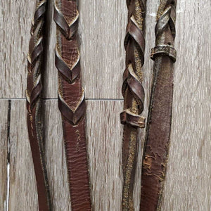 Flat Bridle, Braided Reins *gc, dry, stiff, twists, rough back, creases, loose keepers, rubs