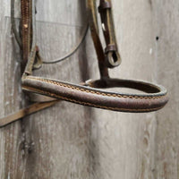 Flat Bridle, Braided Reins *gc, dry, stiff, twists, rough back, creases, loose keepers, rubs
