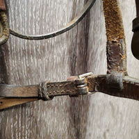 Flat Bridle, Braided Reins *gc, dry, stiff, twists, rough back, creases, loose keepers, rubs
