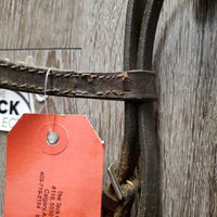 Flat Bridle, Braided Reins *gc, dry, stiff, twists, rough back, creases, loose keepers, rubs
