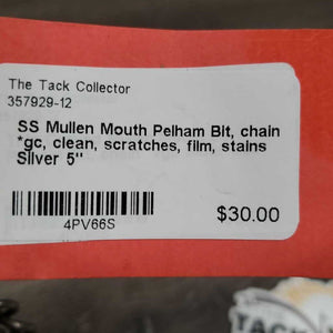 SS Mullen Mouth Pelham Bit, chain *gc, clean, scratches, film, stains