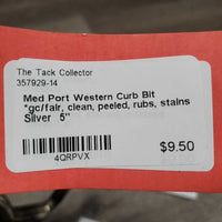 Med Port Western Curb Bit *gc/fair, clean, peeled, rubs, stains
