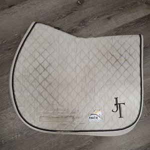 Quilt Saddle Pad, embroidery, 2x piping *fair, dingy, stains, threads pilly, rubbed edges, torn piping, threads, mnr holes