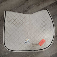 Quilt Saddle Pad, embroidery, 2x piping *fair, dingy, stains, threads pilly, rubbed edges, torn piping, threads, mnr holes
