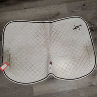 Quilt Saddle Pad, embroidery, 2x piping *fair, dingy, stains, threads pilly, rubbed edges, torn piping, threads, mnr holes
