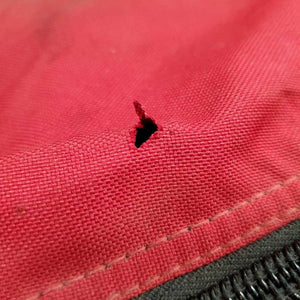 Saddle Bag, Shoulder Pad *broken tab, NO Shoulder Strap, fair, dirt/stains, hair, snags, holes, binding: rubs & torn