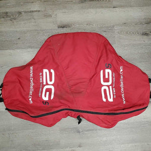 Saddle Bag, Shoulder Pad *broken tab, NO Shoulder Strap, fair, dirt/stains, hair, snags, holes, binding: rubs & torn