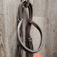 Thick Bridle Set: Cavesson, Crank & Figure 8, Thick Cotton & Rubber Grip Reins *gc, older, dirty, rubs, scrapes, mnr mismatched, trimmed, loose keepers