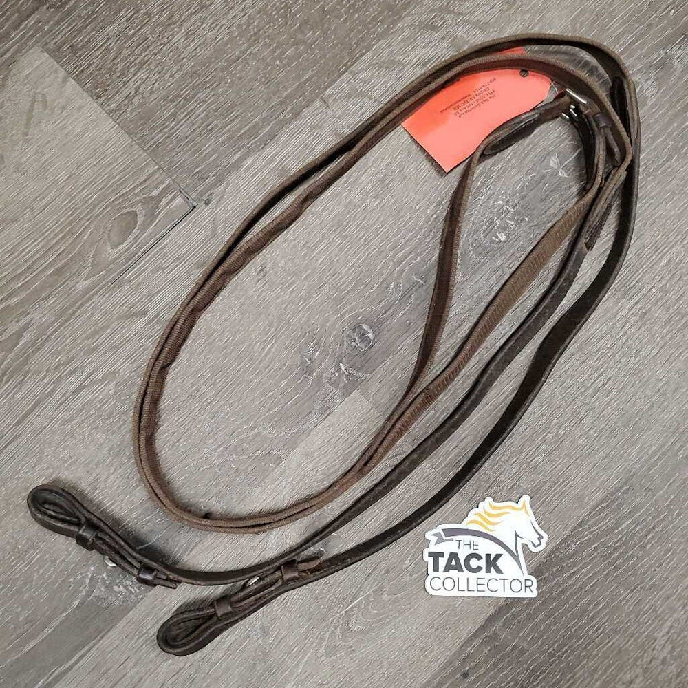 Rubber Web Reins *fair, removed finger stoppers, slices, faded, snags, frays, curled edges