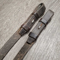 Rubber Web Reins *fair, removed finger stoppers, slices, faded, snags, frays, curled edges
