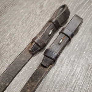 Rubber Web Reins *fair, removed finger stoppers, slices, faded, snags, frays, curled edges