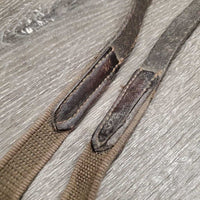 Rubber Web Reins *fair, removed finger stoppers, slices, faded, snags, frays, curled edges
