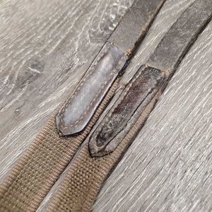 Rubber Web Reins *fair, removed finger stoppers, slices, faded, snags, frays, curled edges