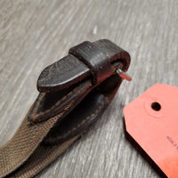 Rubber Web Reins *fair, removed finger stoppers, slices, faded, snags, frays, curled edges
