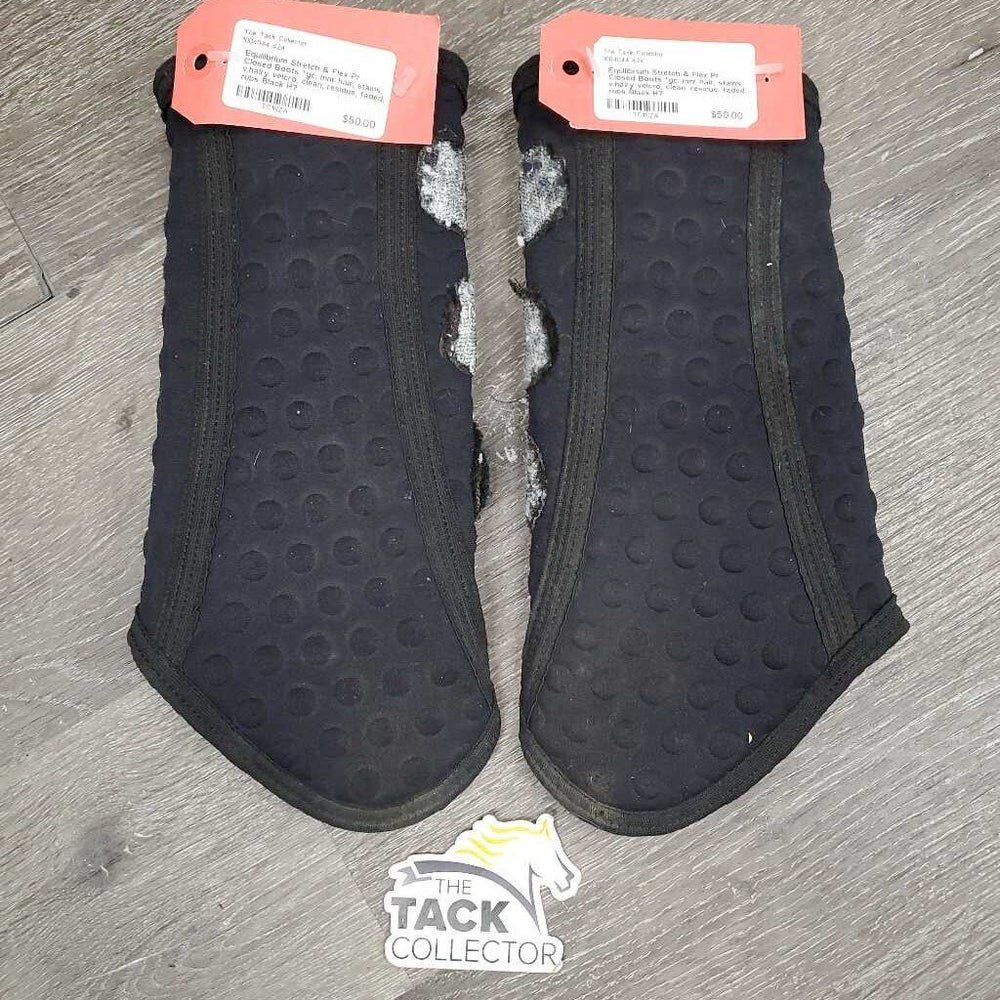 Pr Closed Boots *gc, mnr hair, stains, v.hairy velcro, clean, residue, faded, rubs