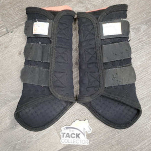 Pr Closed Boots *gc, mnr hair, stains, v.hairy velcro, clean, residue, faded, rubs