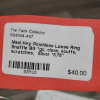 Med Hvy Pinchless Loose Ring Snaffle Bit *gc, clean, scuffs, scratches
